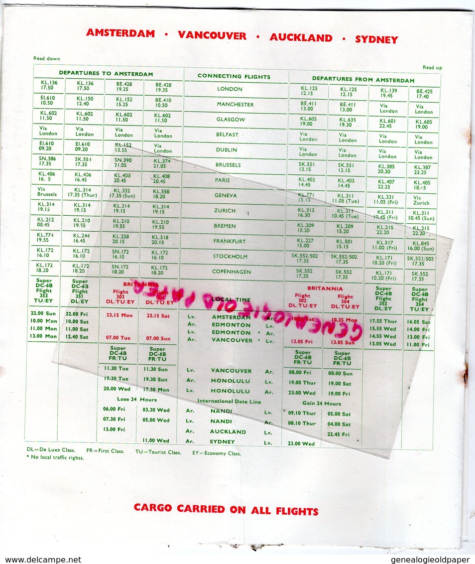 CANADA - CANADIAN PACIFIC AIRLINES- INTERNATIONAL TIMETABLE 2 JUNE 1958- AGENCE VERON GRAUER GENEVE- TOKYO-SYDNEY-HAWAII - Documents Historiques