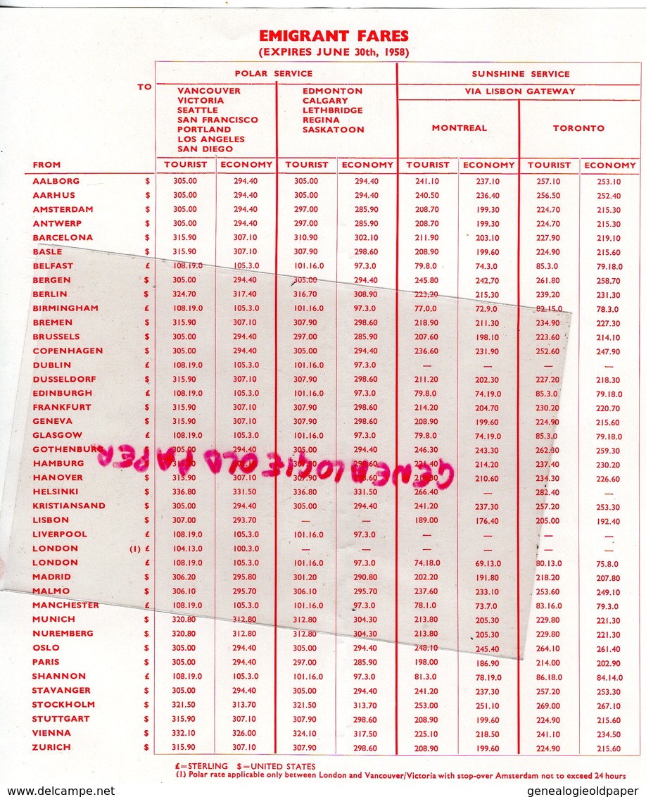 CANADA - CANADIAN PACIFIC AIRLINES- INTERNATIONAL TIMETABLE 2 JUNE 1958- AGENCE VERON GRAUER GENEVE- TOKYO-SYDNEY-HAWAII