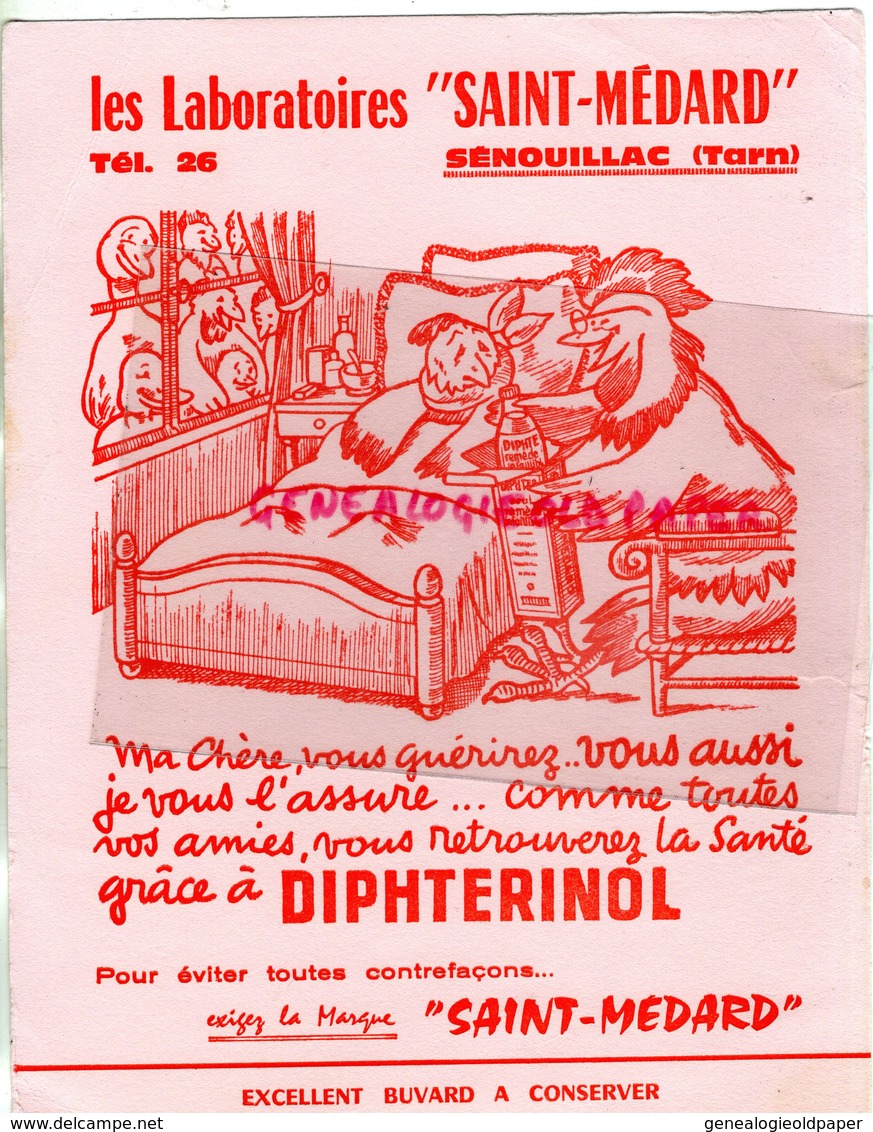 81-SENOUILLAC- RARE BUVARD LABORATOIRES SAINT MEDARD- VETERINAIRE- DIPHTERINOL POULE COQ VOLAILLE - P