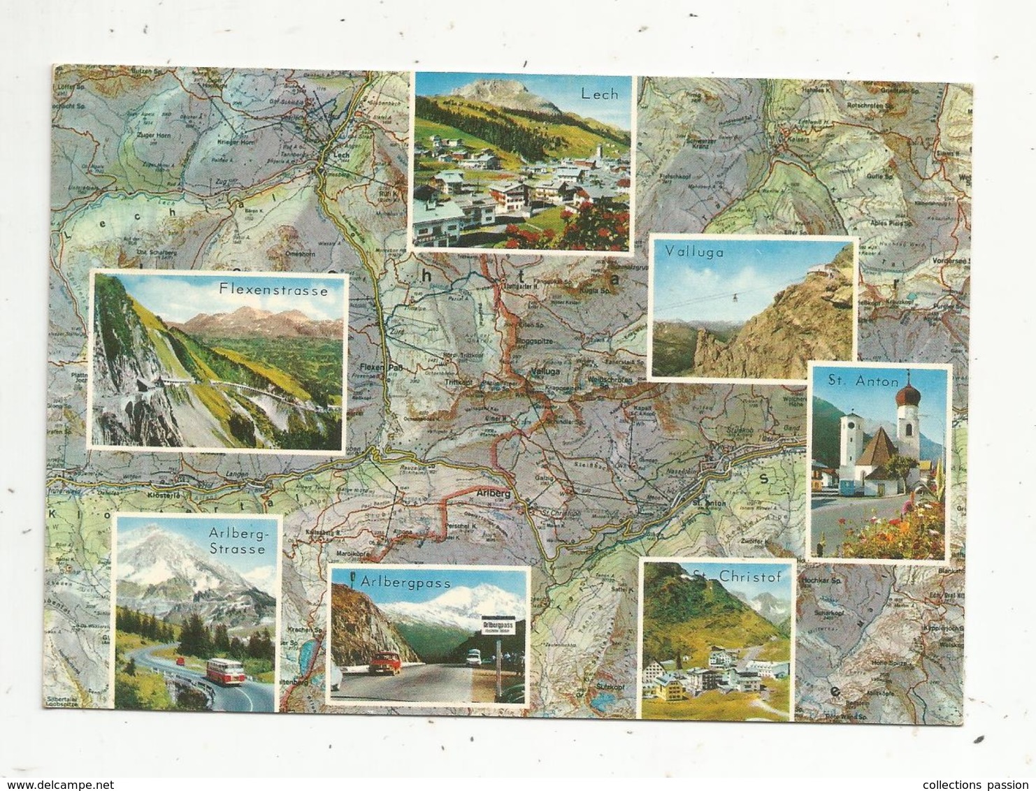 Mo , Cp, Carte Géographique ,multi Vues , AUSTRIA ,Autriche ,ARLBERG , Voyagée , Ed. Risch-Lau - Landkarten