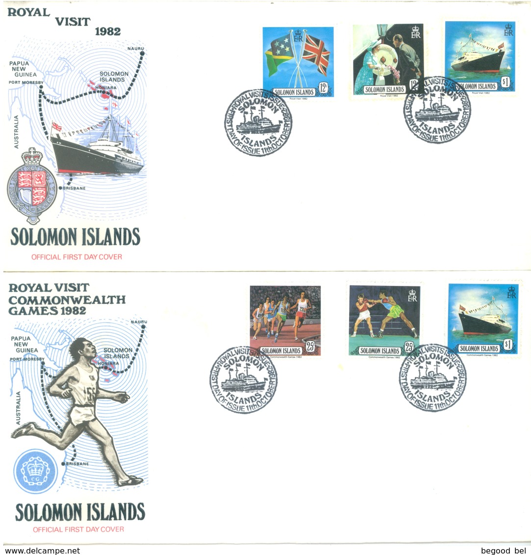 SOLOMON ISLANDS - FDC - 11.10.1982 - ROYAL VISIT - Yv 461-464 STAMPS OF BLOC 10 AND 11 - Lot 17540 - Salomon (Iles 1978-...)