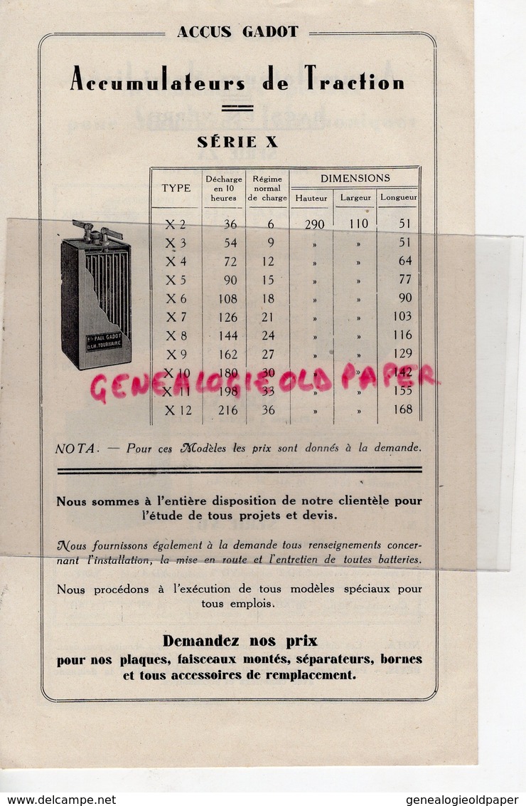 78- VERSAILLES- LES ACCUMULATEURS GADOT- S.A.P.A.-44 RUE DES TRIBUNES- PORTE CHAMPERET PARIS-TARIF 1931 - Automobil