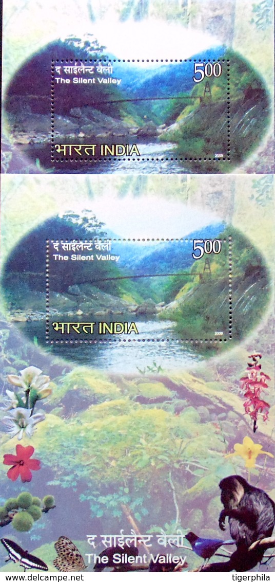 INDIA 2009 Silent Valley M/S COLOUR VARIATION MINIATURE SHEET MNH - Errors, Freaks & Oddities (EFO)