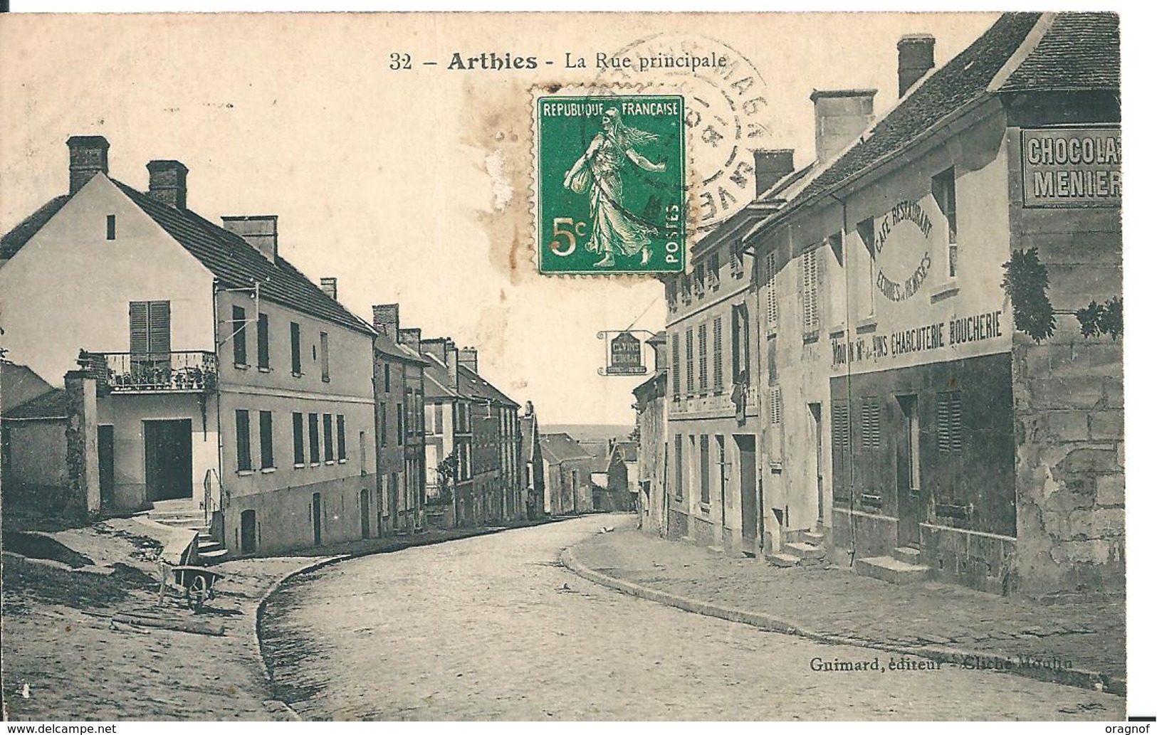 [95] Val D'Oise > ARTHIES  - La Rue Principale - Publicité "chocolat Menier" - Arthies