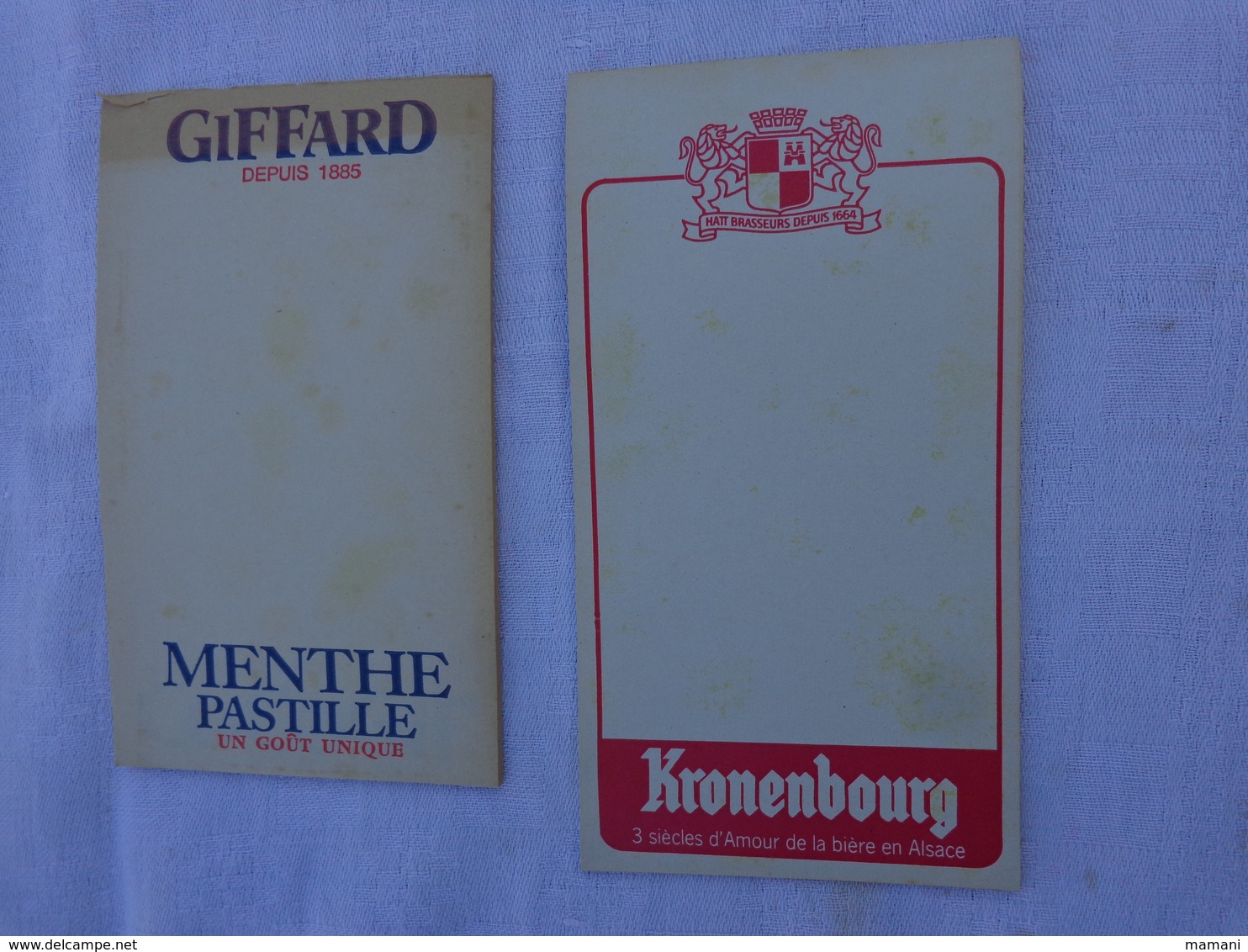Lot De 2 Carnets De Bloc -incomplet- Kronenbourg Et Giffard Depuis 1885 .menthe Pastille  Lot 5 - Alkohol