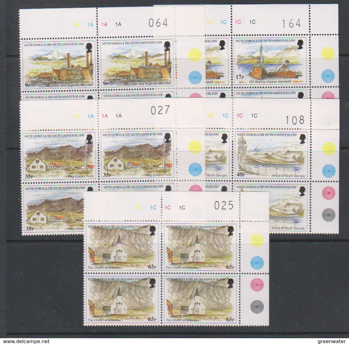 South Georgia 1999 Island Views 5v Bl Of 4 (corners, Sheet Number) ** Mnh (39607G) - Georgia Del Sud