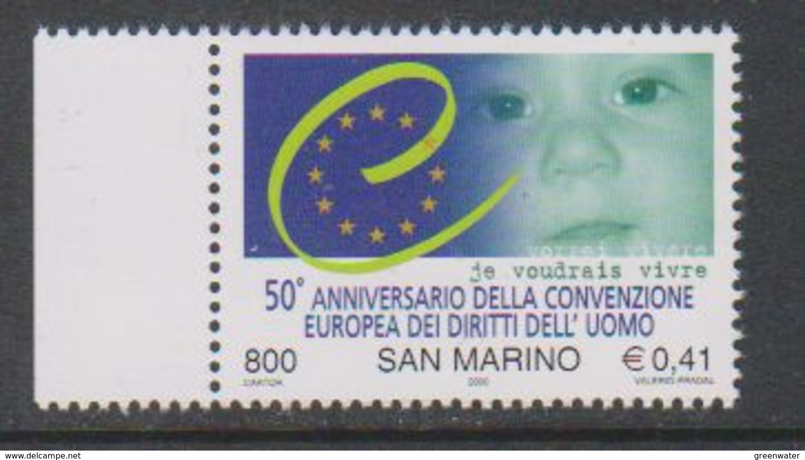 San Marino 2000 European Human Rights 1v  ** Mnh (F7211) - Europäischer Gedanke