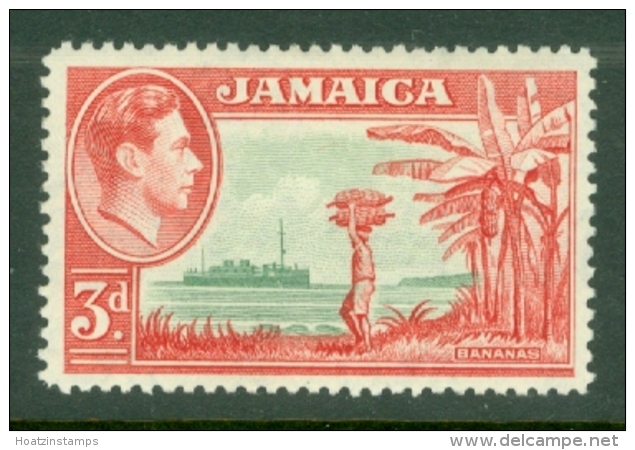 Jamaica: 1938/52   KGVI    SG126c    3d   Green &amp; Scarlet  MH - Jamaica (...-1961)