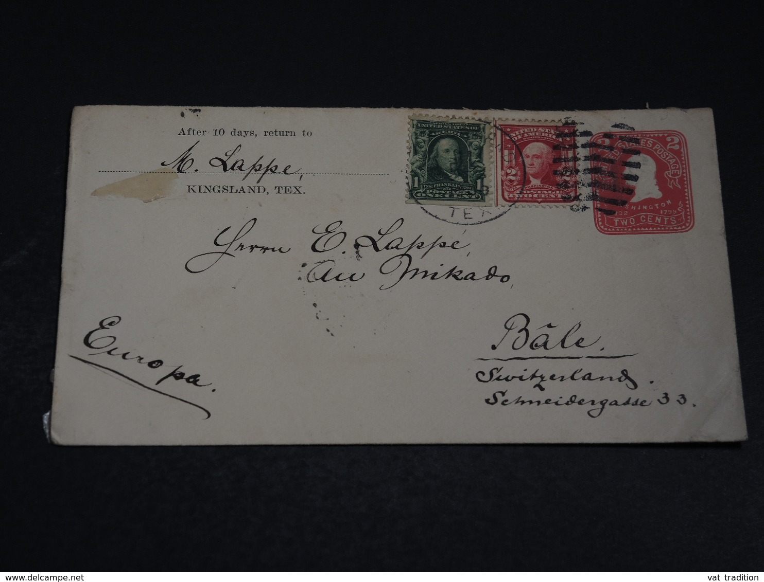 ETATS UNIS - Entier Postal + Complément De Kingsland Pour La Suisse En 1908 - L 20047 - 1901-20