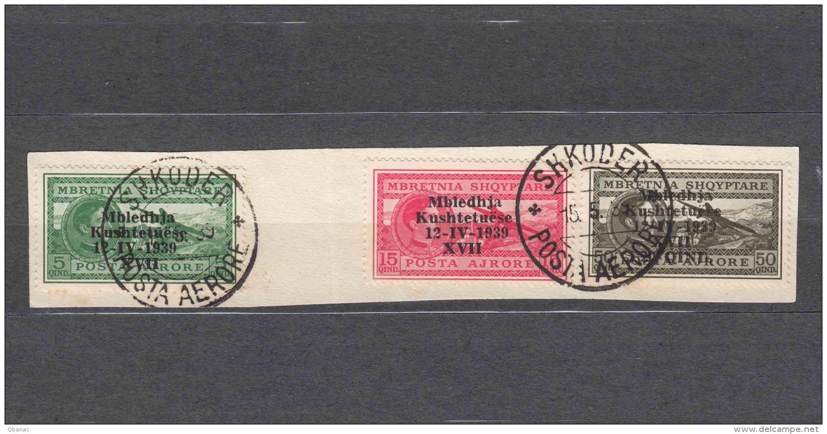 Albania 1939 Nice Used Piece Of Three - Albania