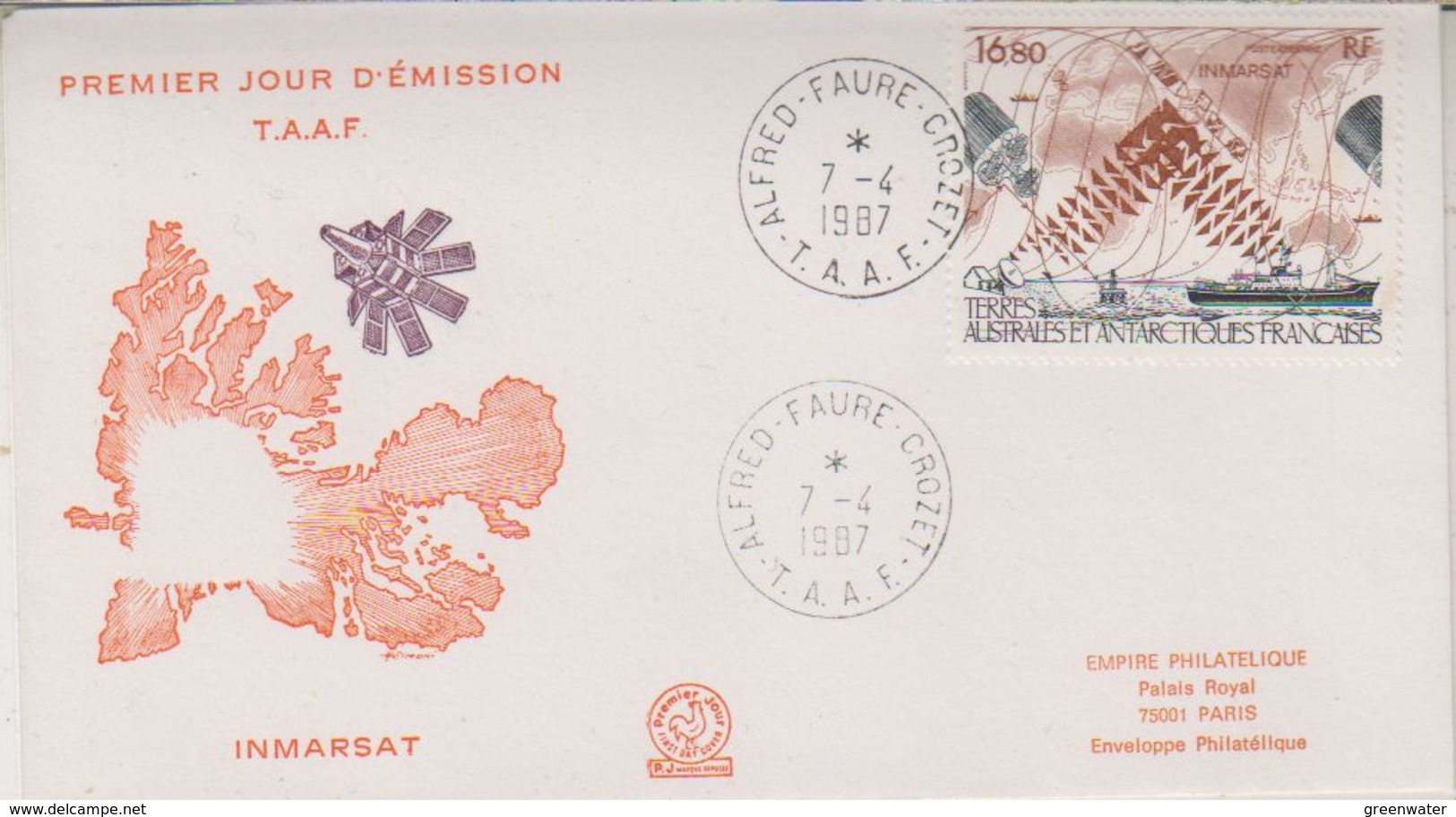 TAAF 1987 Inmarsat 1v  FDC Ca Alfred Faure Crozet (39616) - FDC