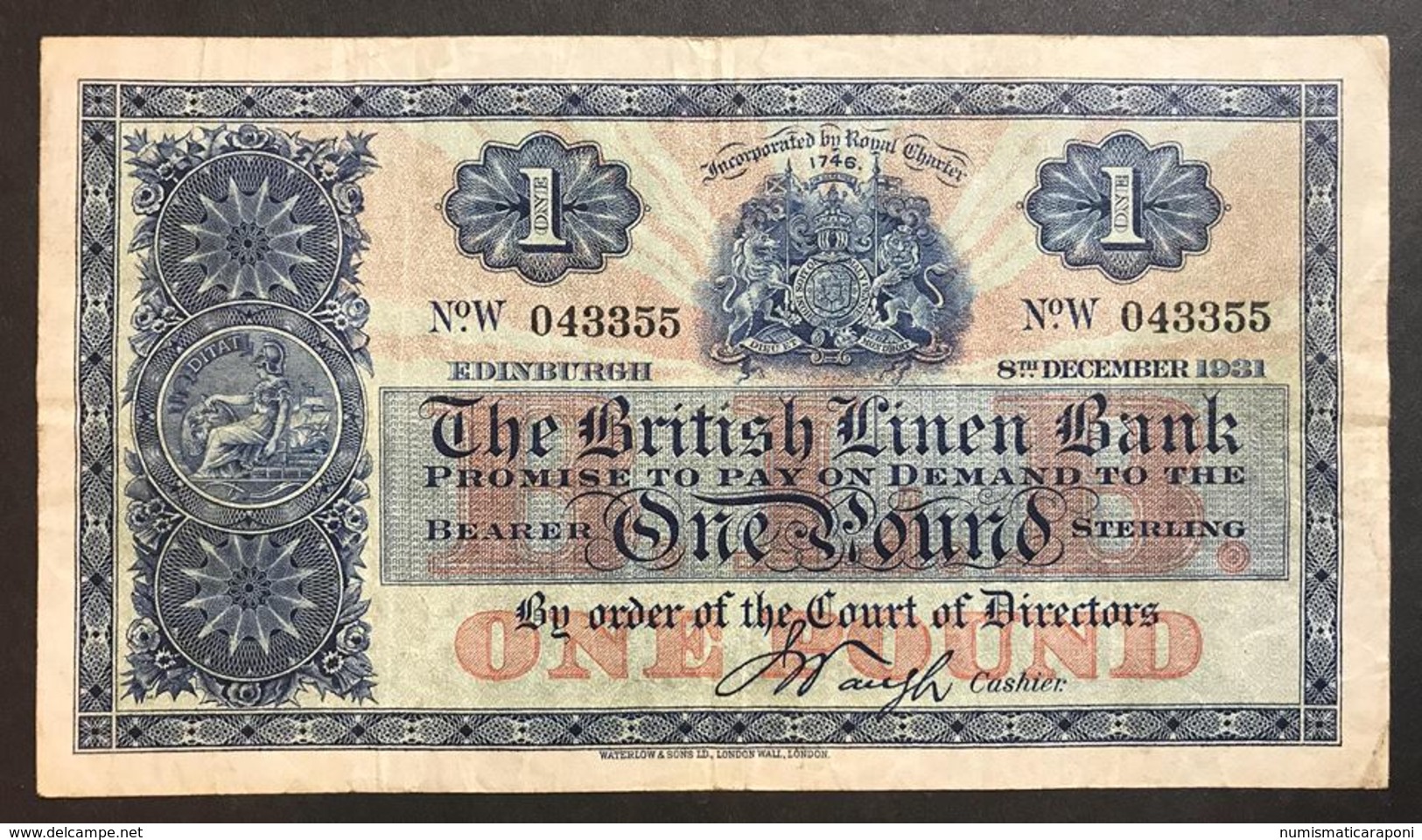 GRAN BRETAGNA Great Britain  The British Linen Bank1 Pound 08 12 1931  LOTTO 2037 - Otros & Sin Clasificación