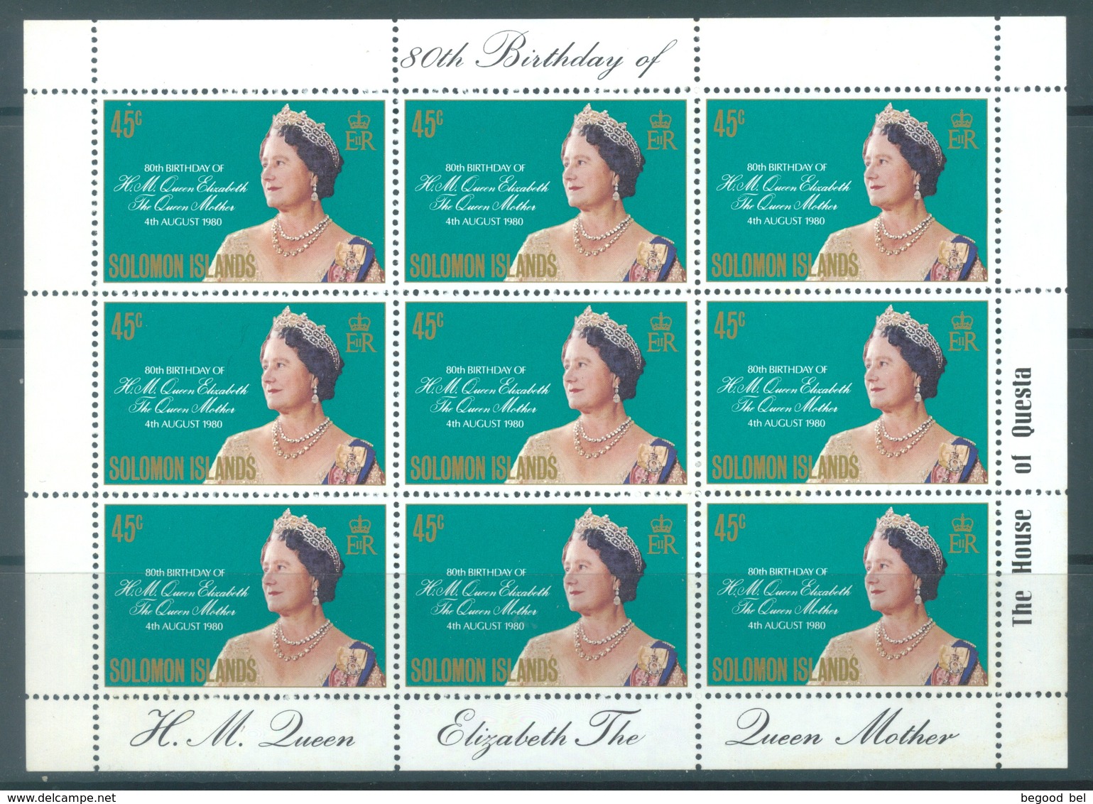 SOLOMON ISLANDS - MNH/** - 1980 - MINISHEET ELIZABETH II - Yv 410 - Lot 17551 - LIITLE FOLDED - @ PRICE OF A BLOC OF 4 - Iles Salomon (...-1978)