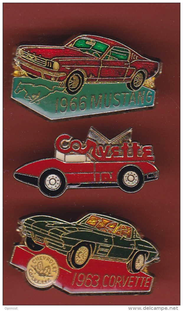 53206-lot De 3  Pin's-Automobile.Corvette.Mustang... - Ford