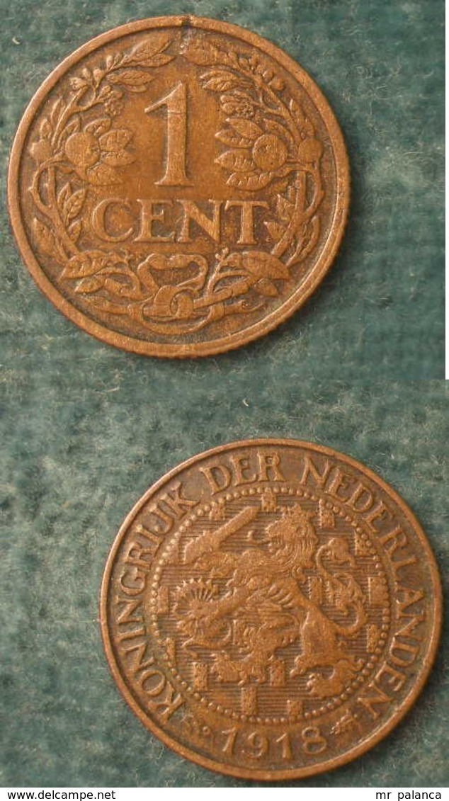 M_p> Olanda O Paesi Bassi 1 Centesimo 1918 - 1 Centavos