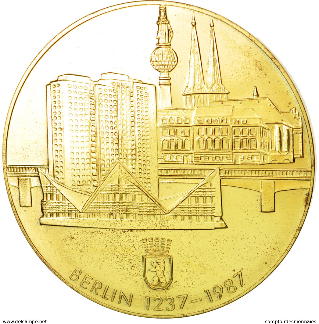 Allemagne, Médaille, 750 Ans De Berlin, 1987, SUP+, Copper Gilt - Autres & Non Classés