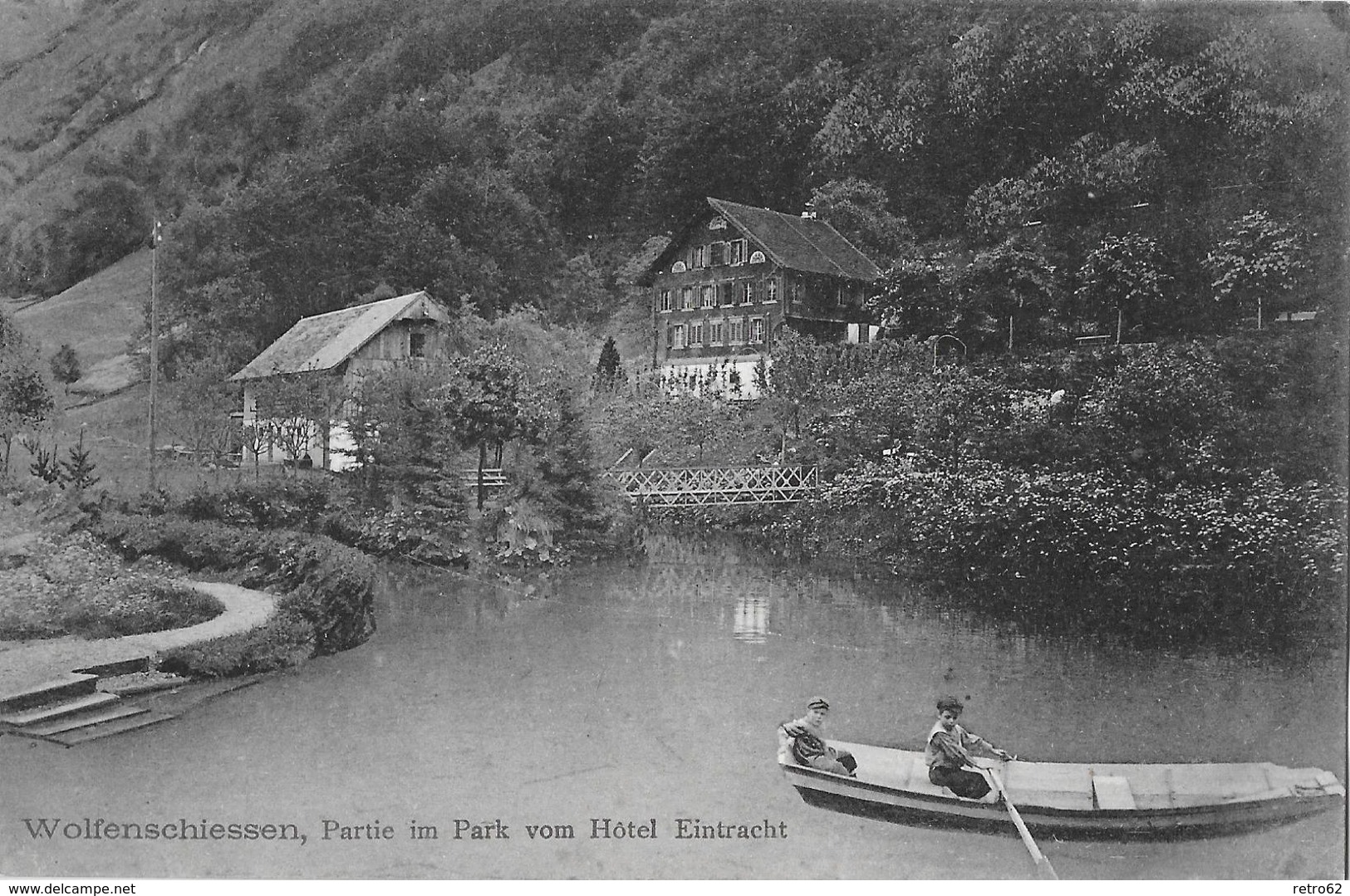 WOLFENSCHIESSEN → Ruderboot Mit Kinder Im Park Vom Hotel Eintracht, Ca.1915 - Wolfenschiessen