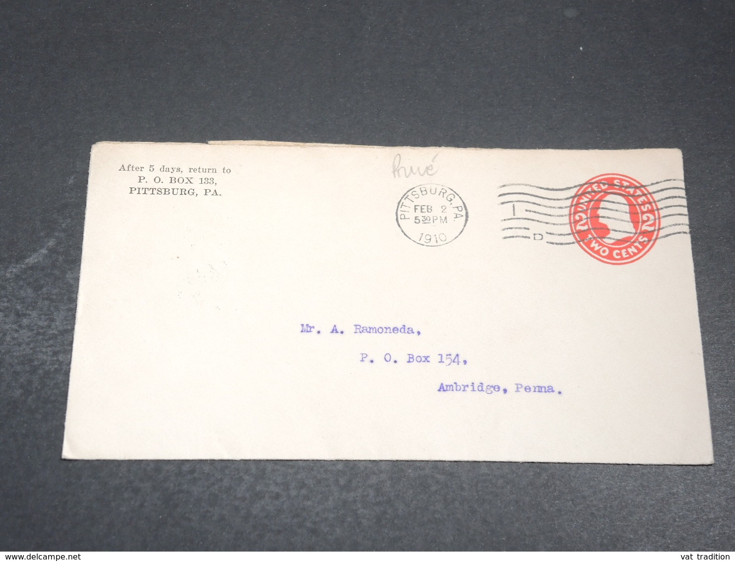 ETATS UNIS - Entier Postal De Pittsburg Pour Ambridge En 1910 - L 20145 - 1901-20