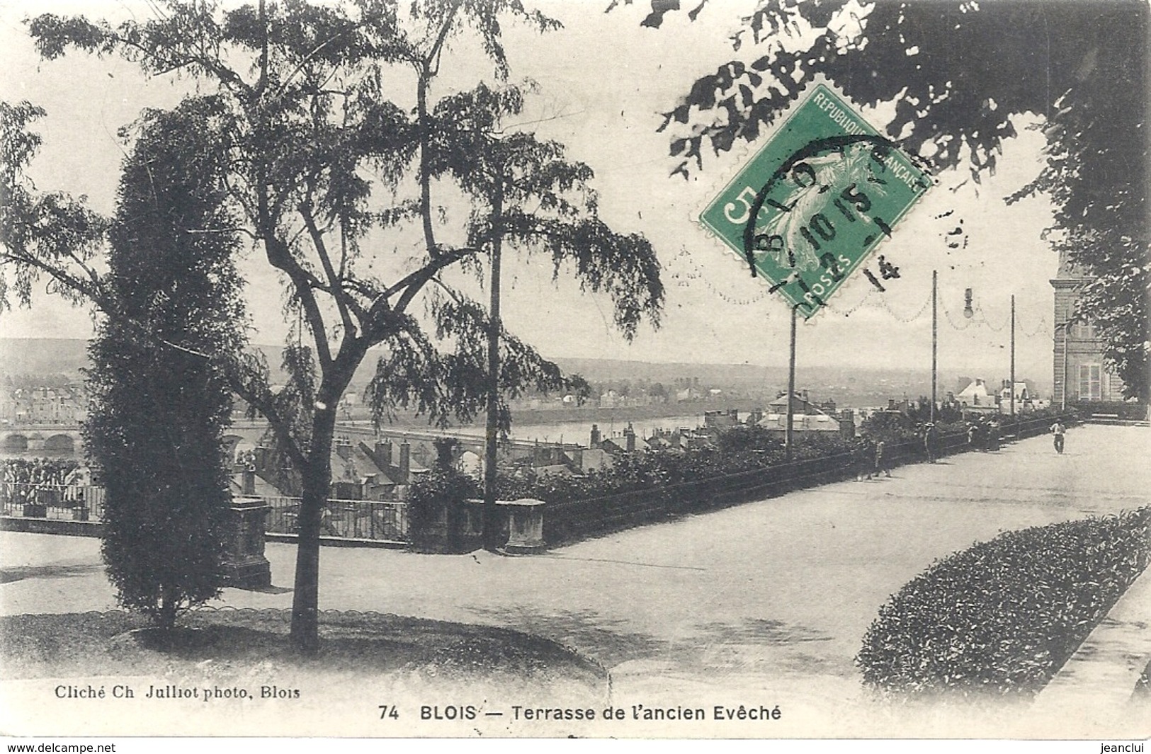 BLOIS .  TERRASSE DE L'ANCIEN EVÊCHE . AFFR SUR RECTO LE 2-1-1914 - Blois