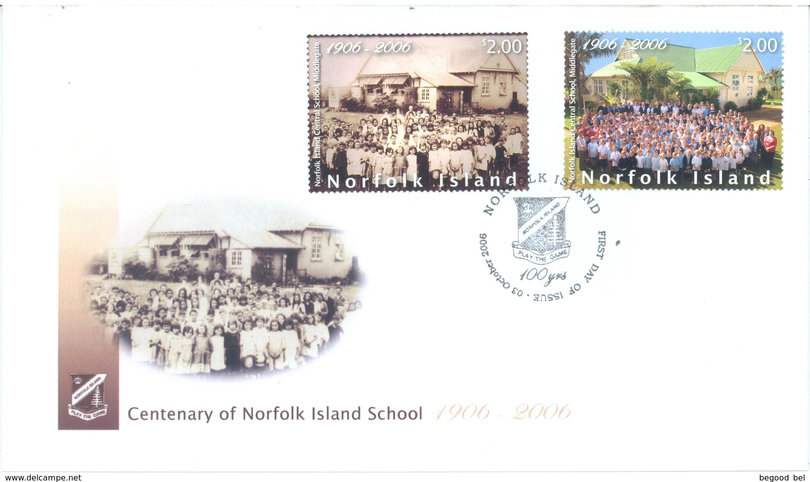 NORFOLK ISLAND - FDC - 3.10.2006 - CENTENARY OF ISLAND SCHOOL - Yv 909-910 - Lot 17559 - Isola Norfolk