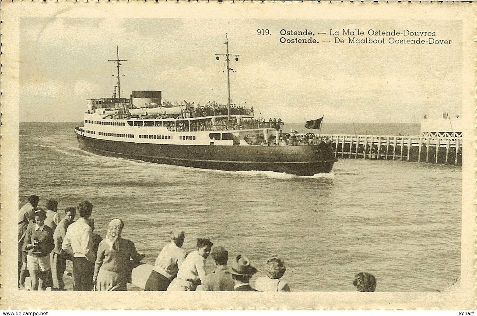 CP Avec Cachet OSTENDE- DOUVRE /  OOSTENDE - DOVER ( B) " La Malle Ostende - Douvres / Oostende - Dover De Maalboot " - Doorgangstempels