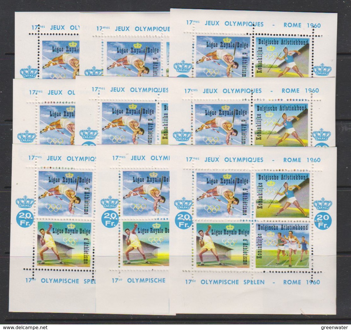 Belgie 1960 Erinnofilie E78 Olympische Spelen Rome Blokje 9x ** Mnh (39625) - Erinnophilie [E]