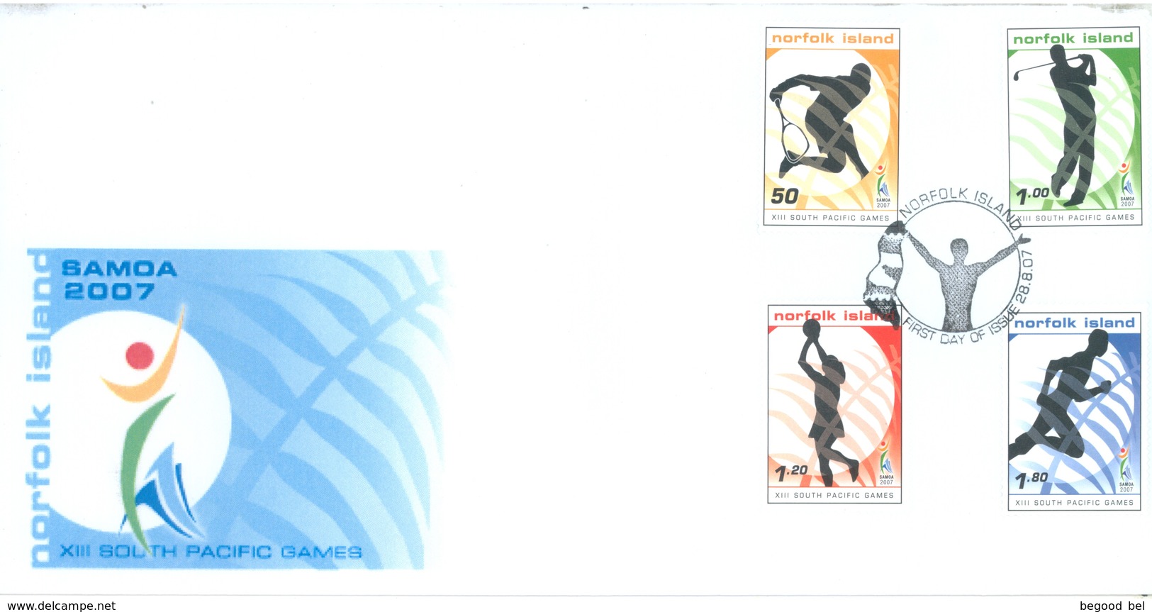 NORFOLK ISLAND - FDC - 28.8.2007 - SOUTH PACIFIC GAMES  - Yv 929-932 - Lot 17564 - Ile Norfolk