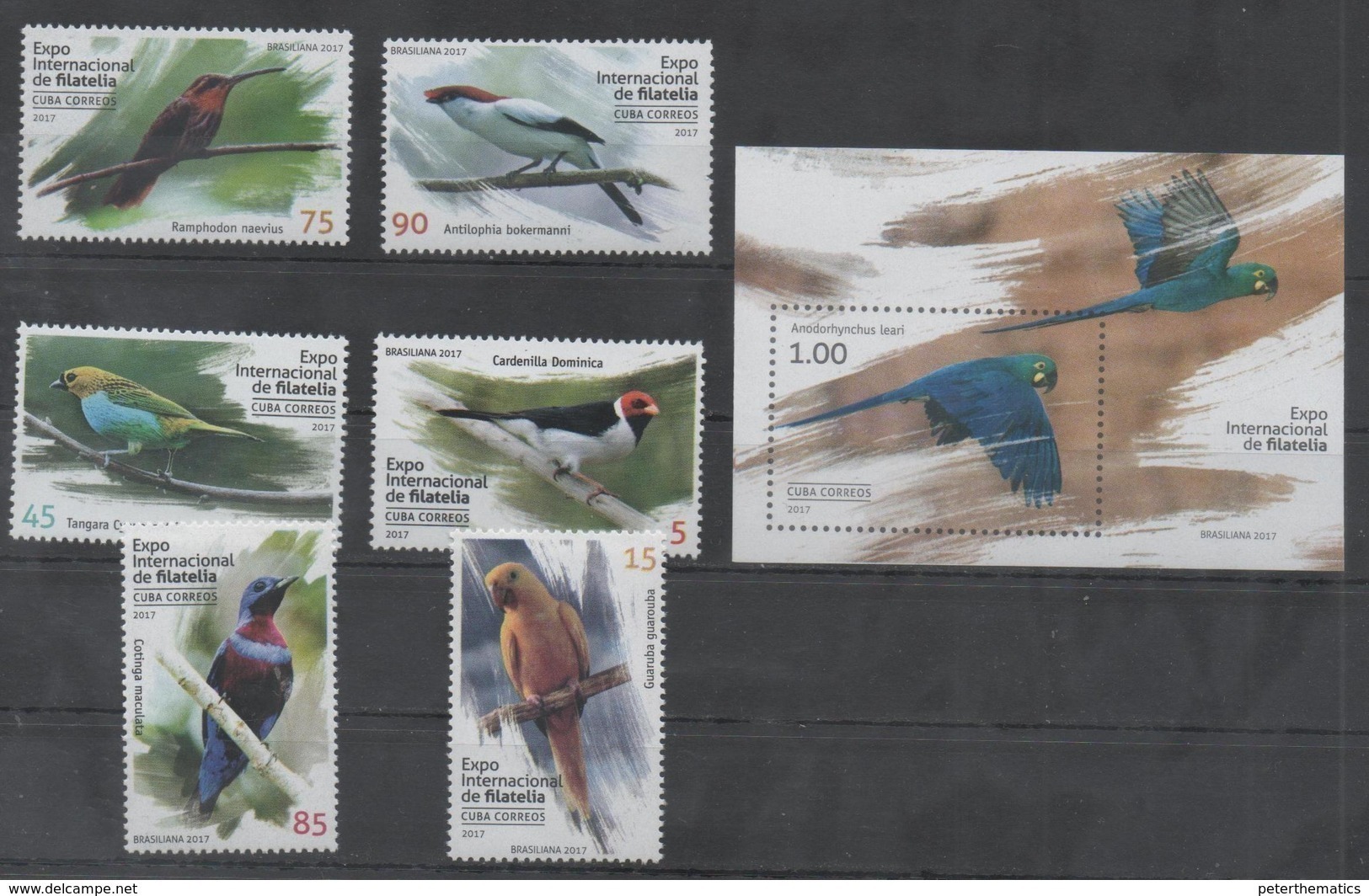 FAUNA, 2017, MNH, BIRDS, PARROTS, BRASILIANA 2017 , 6v+S/SHEET - Parrots