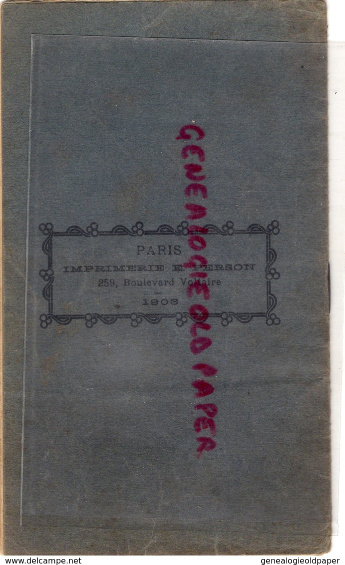 75- PARIS- CATALOGUE CYCLINDRES ENREGISTRES PHENIX-IMPRIMERIE E. PERSON 259 BD VOLTIARE-1903-OPERA-OPERETTE-ROMANCE - Documents Historiques