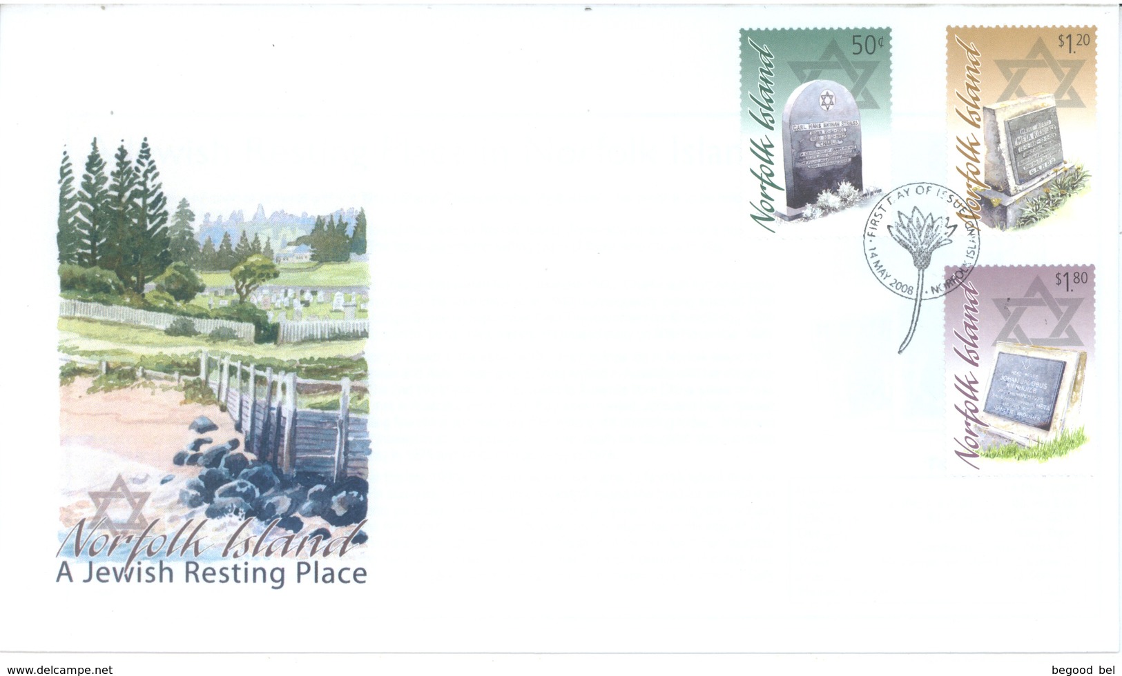 NORFOLK ISLAND - FDC - 14.5.2008 - JEWISH RESTING PLACE  - Yv 952-954 - Lot 17570 - Ile Norfolk