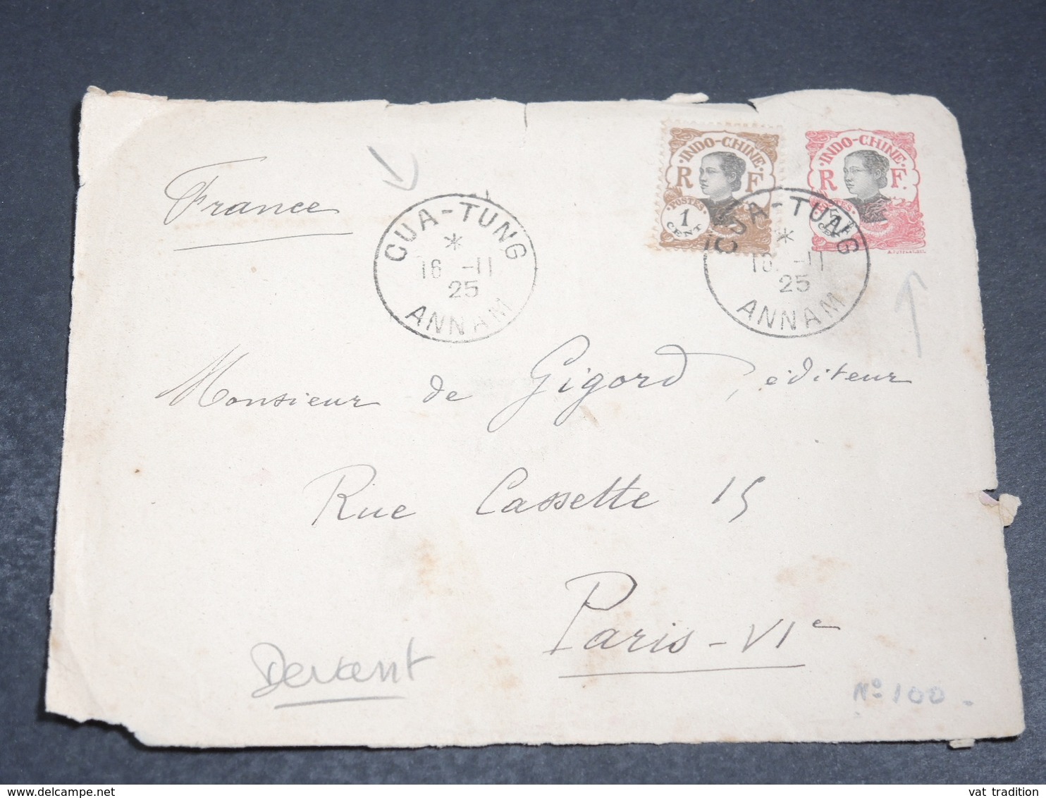 INDOCHINE - Enveloppe ( Devant ) De Cua - Tung Pour Paris En 1925 - L 20200 - Lettres & Documents