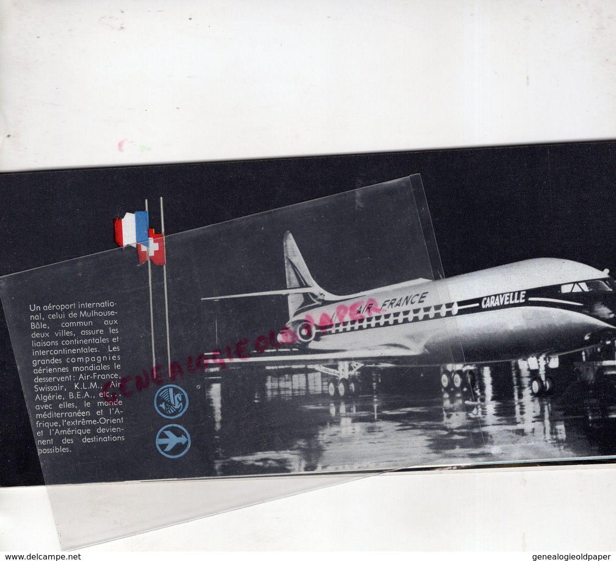 68- MULHOUSE- ALSACE- DEPLIANT TOURISTIQUE -AIR FRANCE CARAVELLE AEROPORT-THEATRE MUSEE-PALAIS SPORTS-PLAN