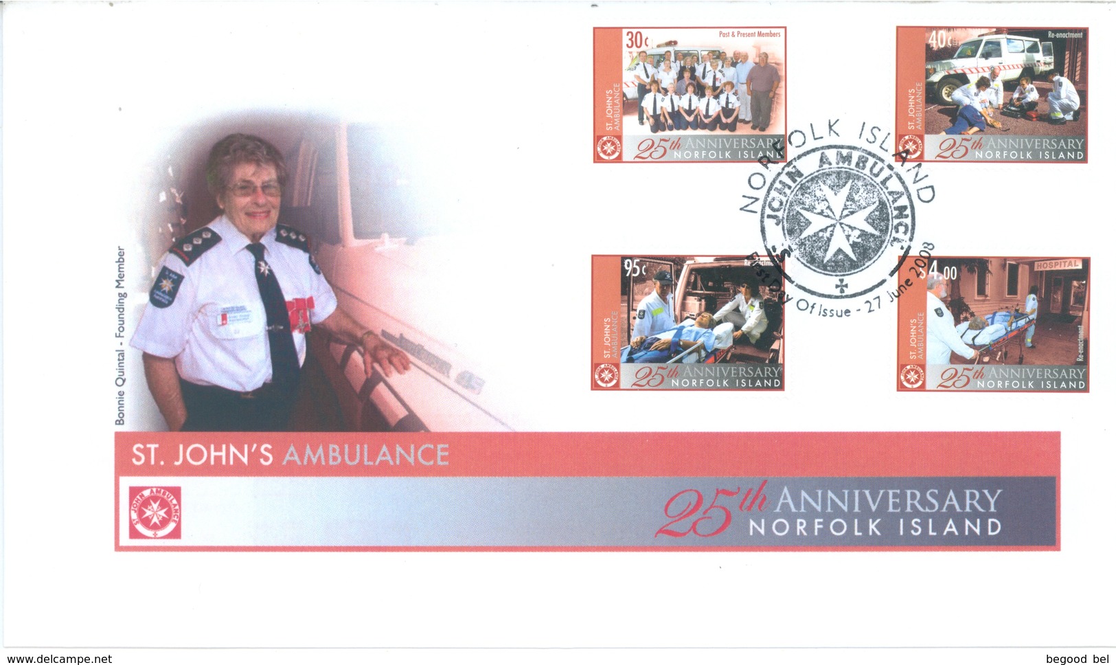 NORFOLK ISLAND - FDC - 27.6.2008 -  ST JOHN'S AMBULANCE - Yv 959-962 - Lot 17572 - Norfolkinsel