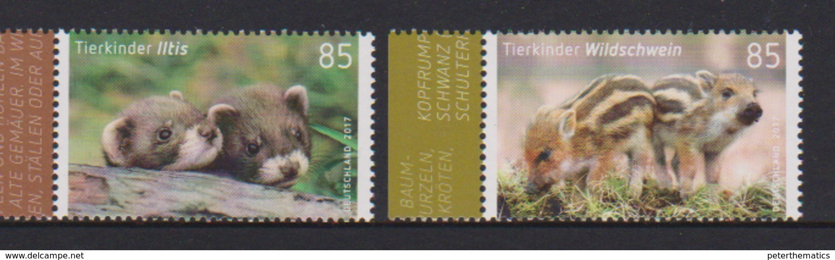 GERMANY, 2017, MNH, YOUNG ANIMALS, FAUNA, BOARS,2v - Other & Unclassified