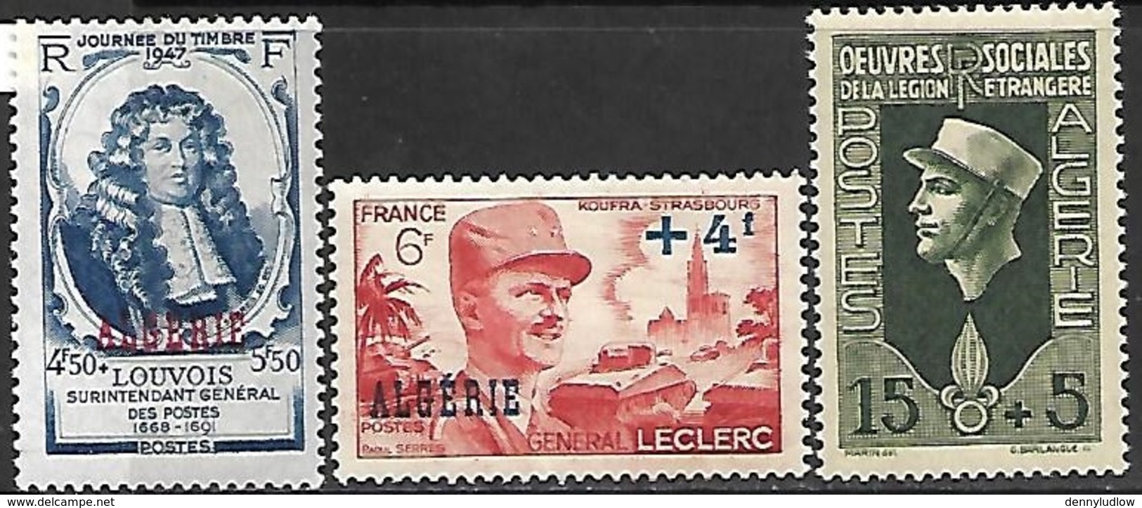 Algeria   1947 Sc#B51, 1948 #B54,  & 1950   Sc#B59  Charities MLH*     2016 Scott Value $6.35 - Unused Stamps