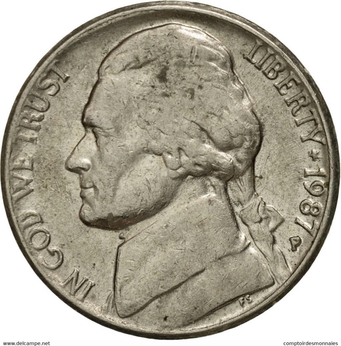 Monnaie, États-Unis, Jefferson Nickel, 5 Cents, 1987, U.S. Mint, Philadelphie - 1938-…: Jefferson