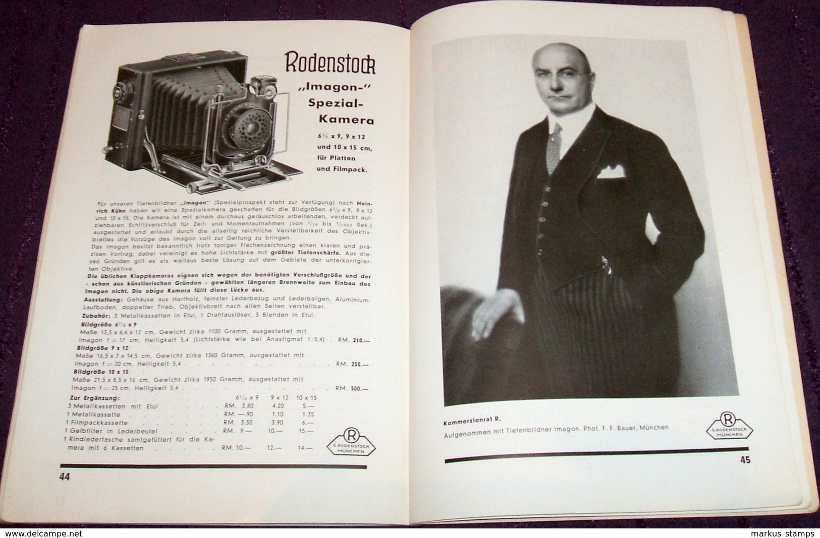 1935 Rodenstock kameras und objectives, camera & lens vintage advertising brochure