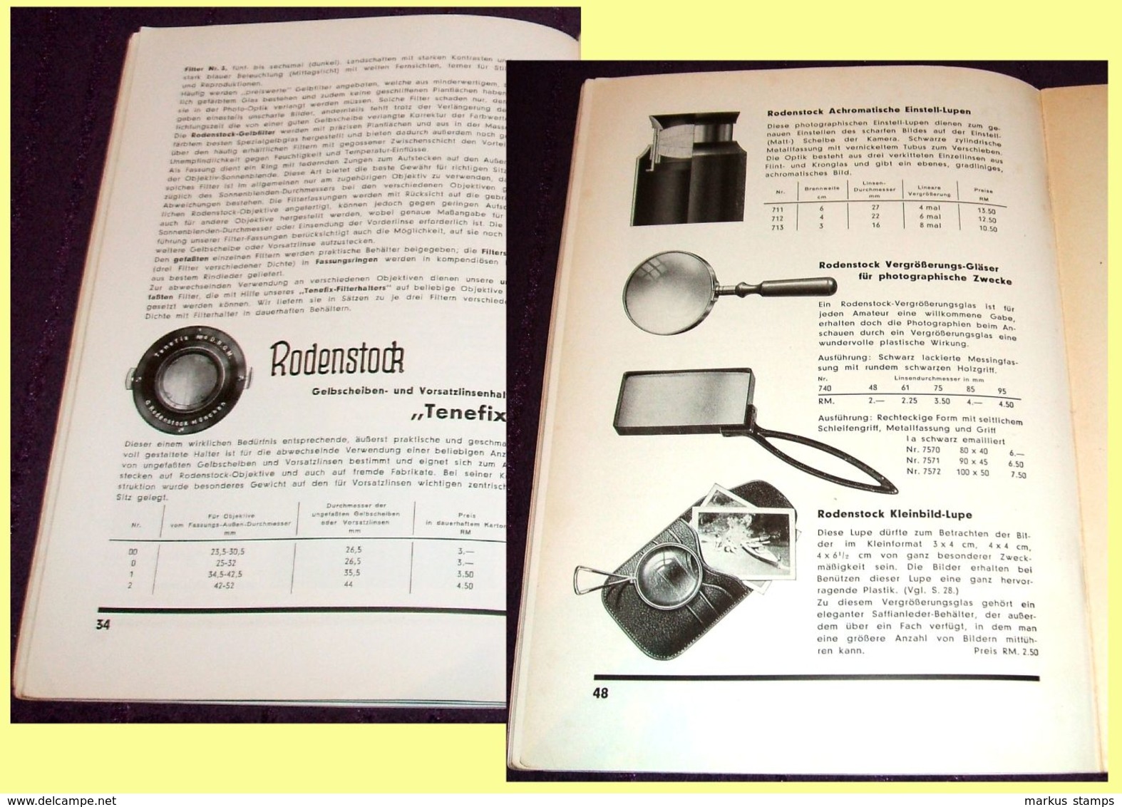 1935 Rodenstock kameras und objectives, camera & lens vintage advertising brochure