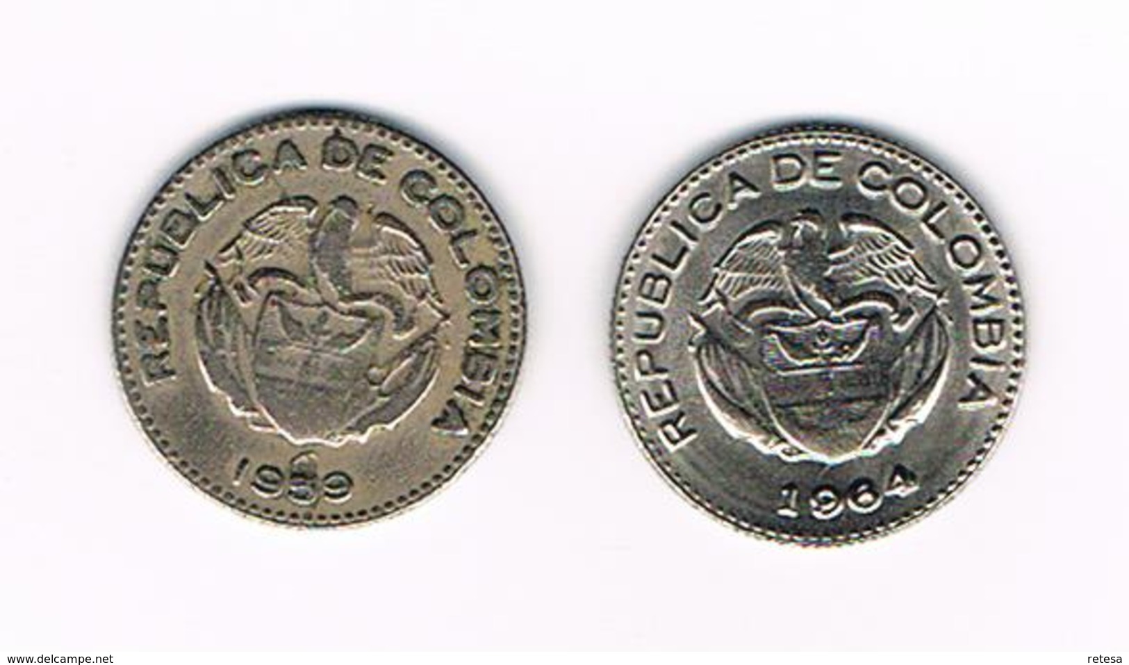 -&  COLOMBIA  2 X 10   CENTAVOS  1959/1964 - Colombie