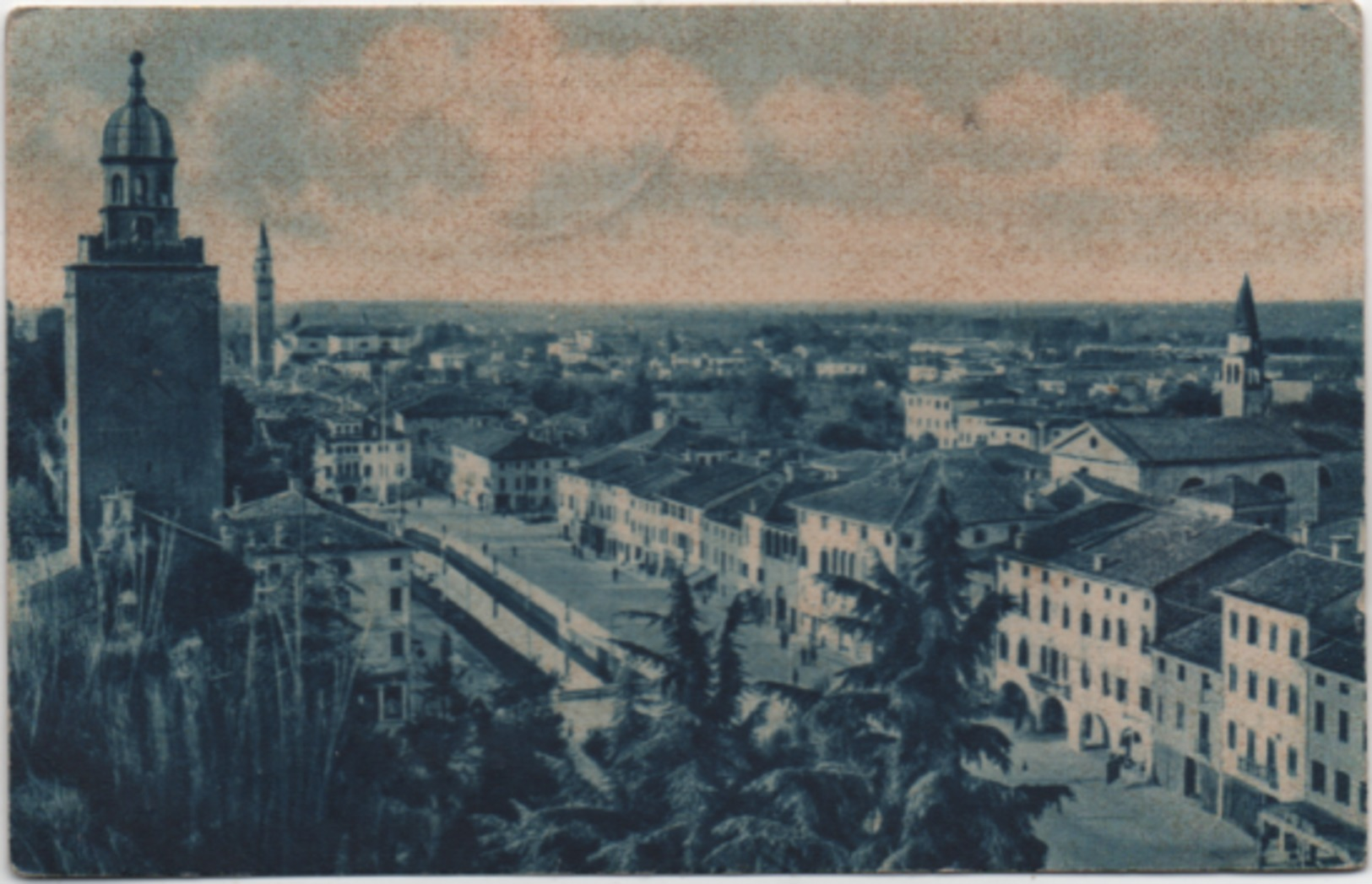 Castelfranco Veneto (Treviso): Panorama Dalla Torre Di Nord-Est - Formato Piccolo Circolata 1947 Tassata - Treviso