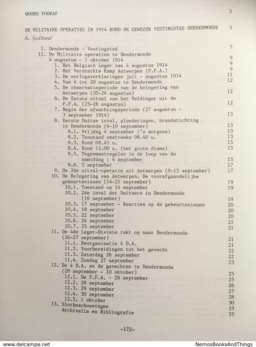 1914: Dendermonde aan de vooravond van de eerste wereldoorlog - Op 500 ex. - 1989  - WOI