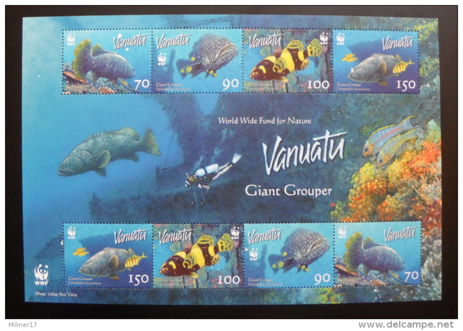 VANUATU    NEUF Sans Charnière   N° B.F.  58      N**   POISSONS  LOCHES GEANTES  W W F - Vanuatu (1980-...)