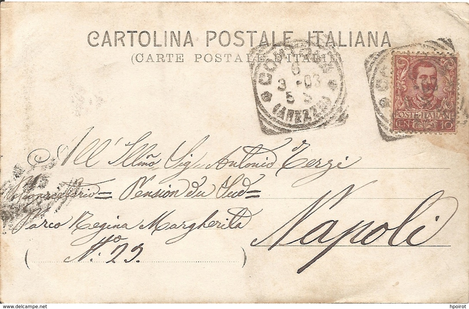 CORTONA (timbro Raro Riquadrato) - Foto Cartolina - F. Piccolo - Retro INDIVISO - VIAGGIATA 1903 - (rif. H93) - Arezzo