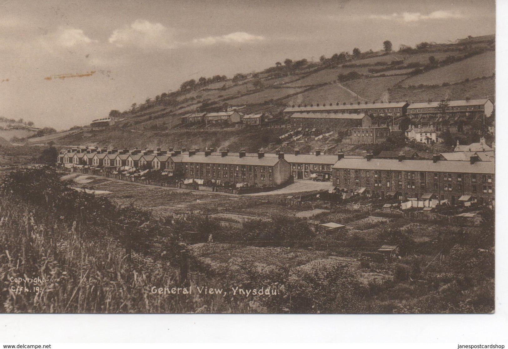 SEPIA POSTCARD - GENERAL VIEW  - YNYSDDU - MONMOUTHSHIRE - Monmouthshire