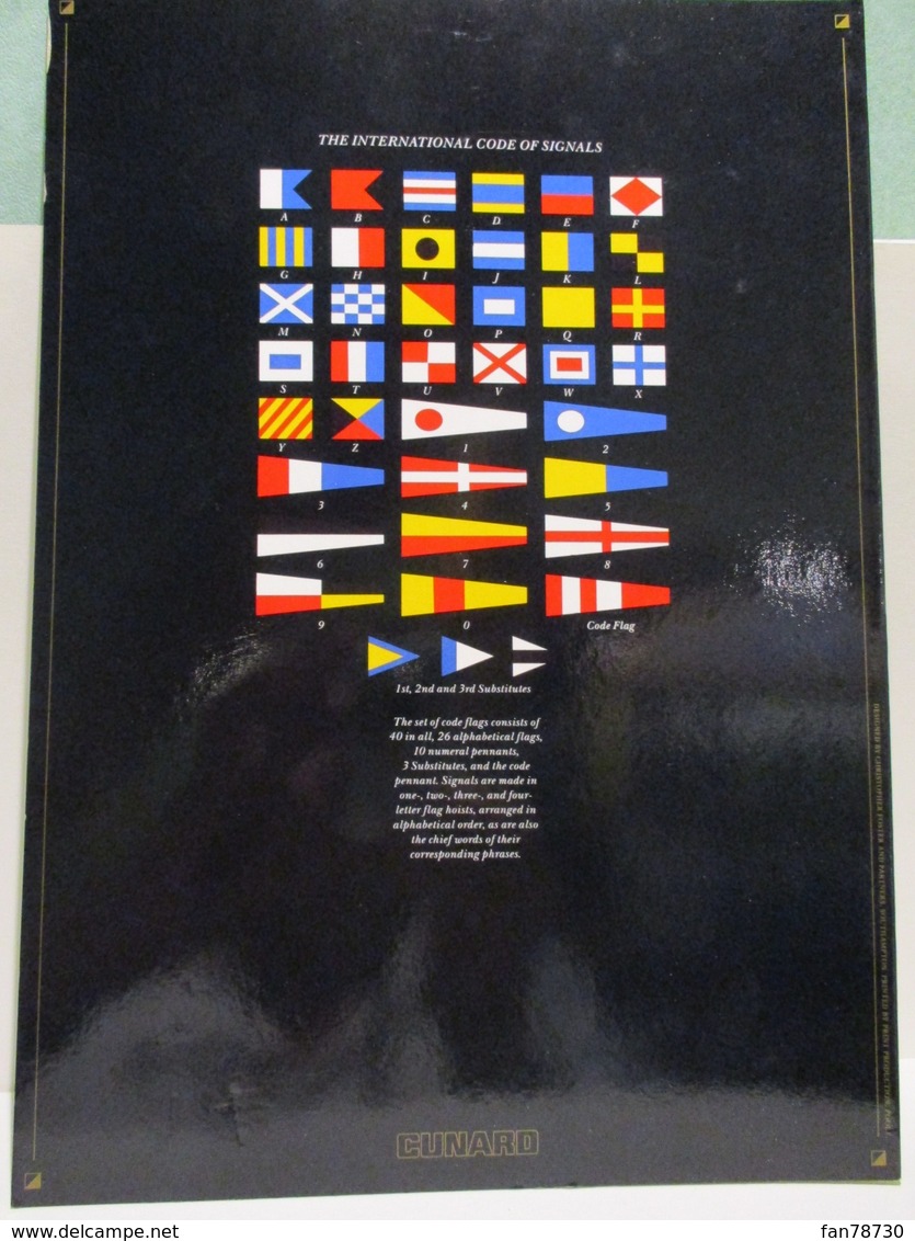 Pochette De Menu Du Queen Elisabeth 2 - Cunard - Signalisation Maritime - Menus