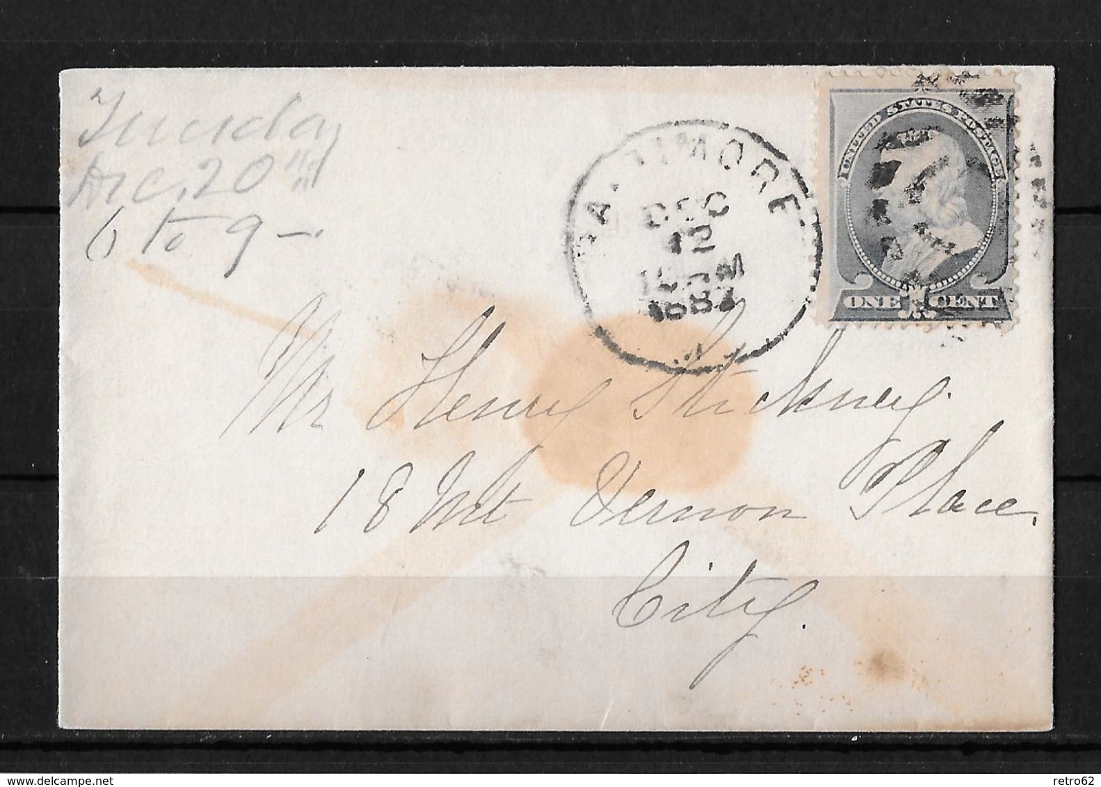 United States-1882 1 Cent Blue On Invitation Card Baltimore Local Cover - Briefe U. Dokumente