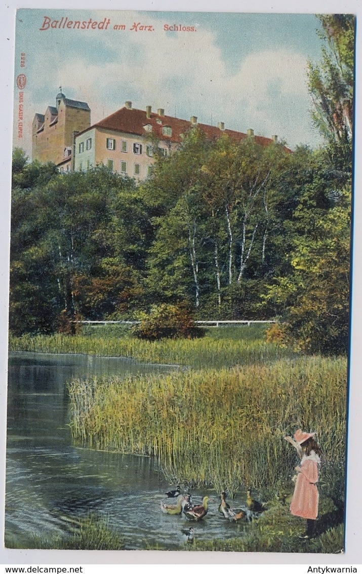 Ballenstedt, Schloss, Mädchen Füttert Enten About 1908y.    E491 - Ballenstedt