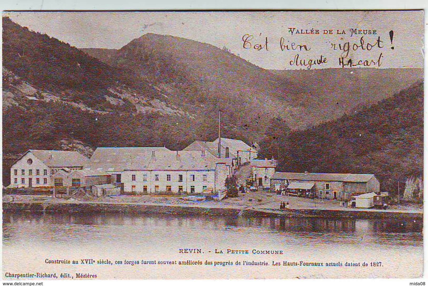 08. REVIN . VALLEE DE LA MEUSE . LA PETITE COMMUNE . Carte Taxée à 10c . Cachet Ambulant GIVET A CHARLEVILLE - Revin