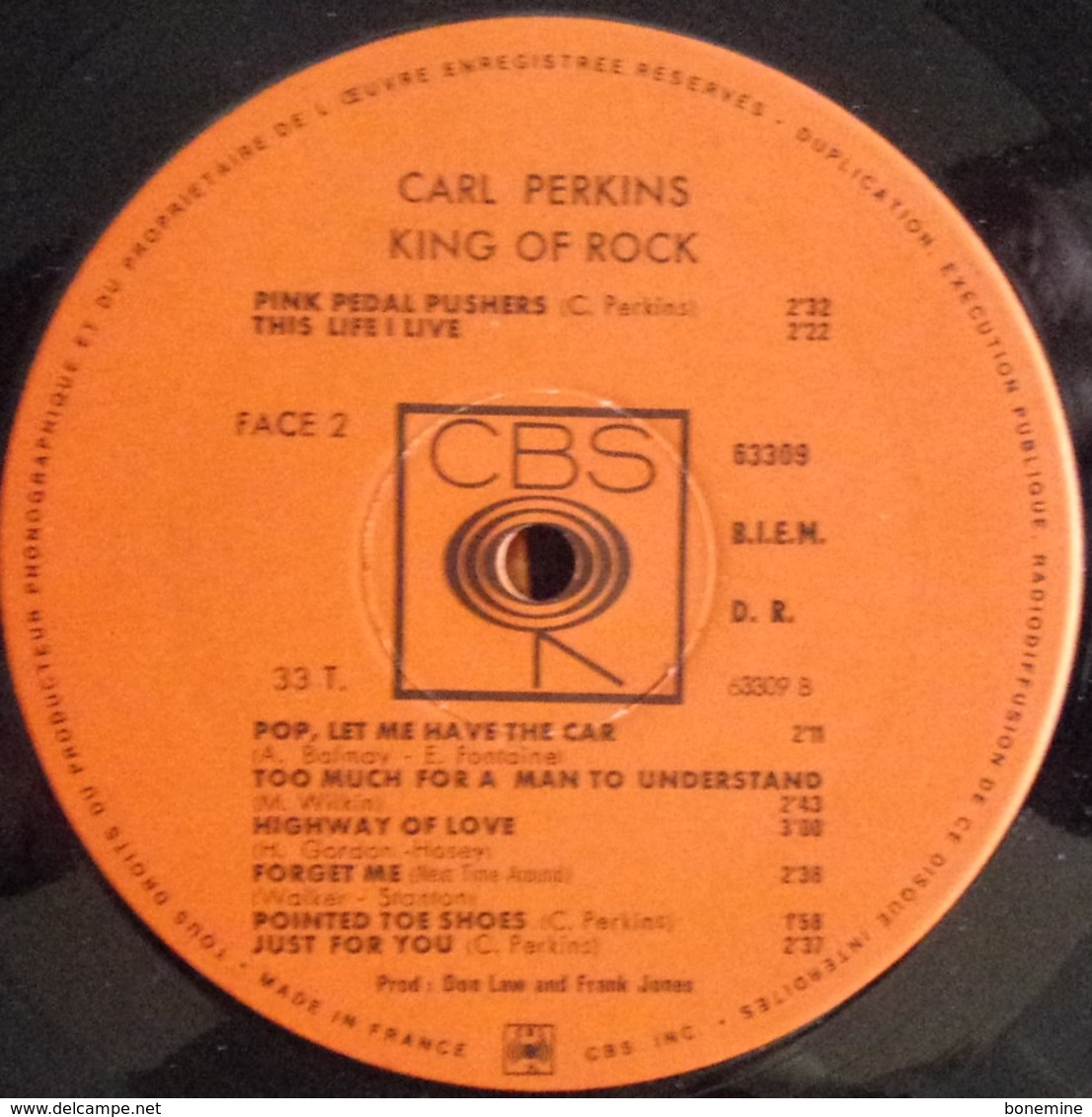 Carl Perkins , King Of Rock : Vinyle LP 33 Tours Original 1968 Biem CBS 63309 - Rock