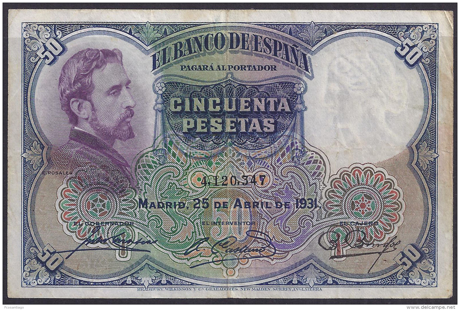 ESPAÑA 1931 - BILLETE BUEN ESTADO - 50 Pesetas